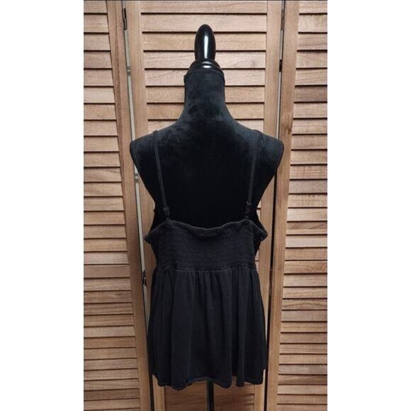 Torrid 3 Black Smocked Babydoll Tank Top Plus Size 3X Women's Sleeveless Blouse - Picture 6 of 7